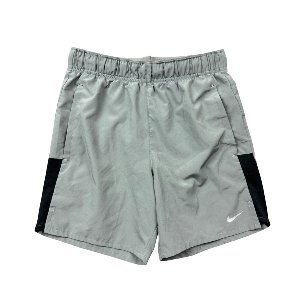 Nike Kids Youth Boys Small Shorts Dri-FIT Gray Black Athletic Running Sportswear